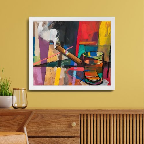 Textural Explorations in Cigar  Whiskey Abstract Framed Art