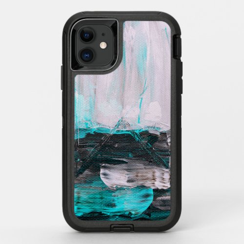 texture abstract art blue white and black OtterBox defender iPhone 11 case