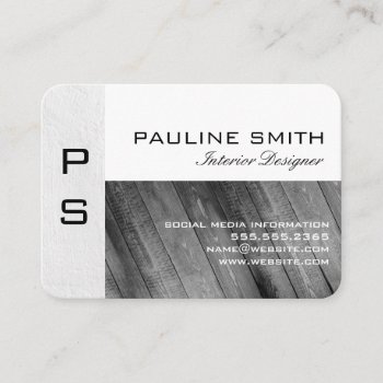 Texture And Wood With Monogram Business Card by lovely_businesscards at Zazzle