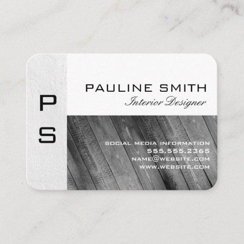 Texture and Wood with Monogram Business Card