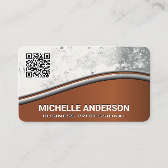 Texture Background | Brown | QR Business Card (Front)