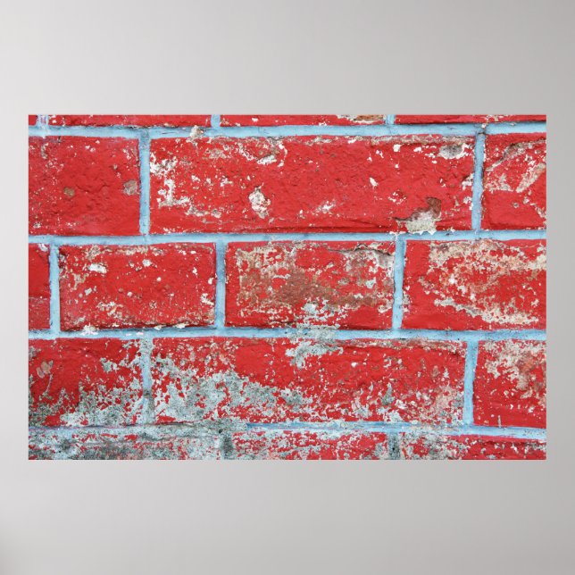 Texture background surface wallpaper red blue bric poster (Front)