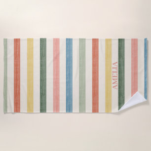 Texture | Cabana Stripes Personalized Beach Towel