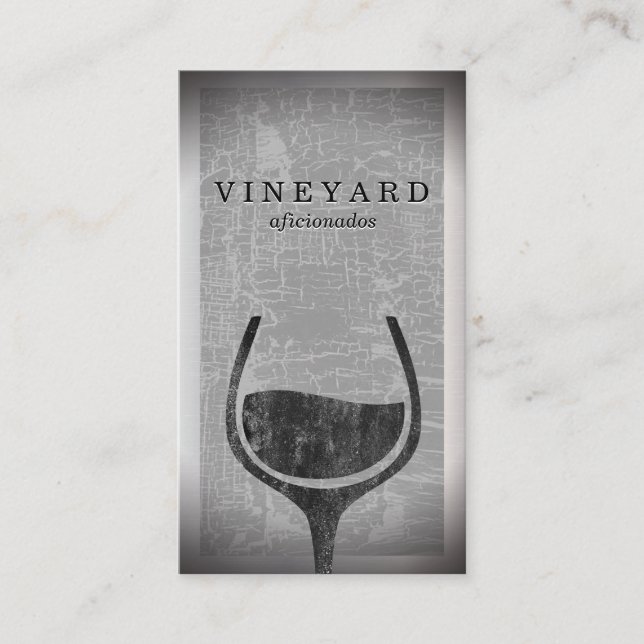 Texture Cracked Gray Background | Wine Glass Business Card (Front)