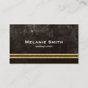 Texture / Deep Brown  / Double Gold Bars Business Card