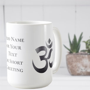 Texture-Effect Dark Gray Om Symbol 15oz Coffee Mug
