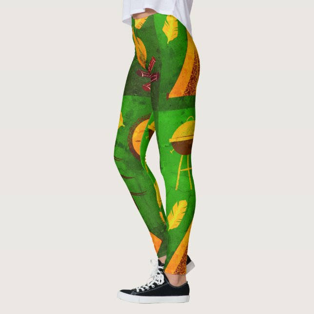 Texture Effect Green Camping Leggings (Left)