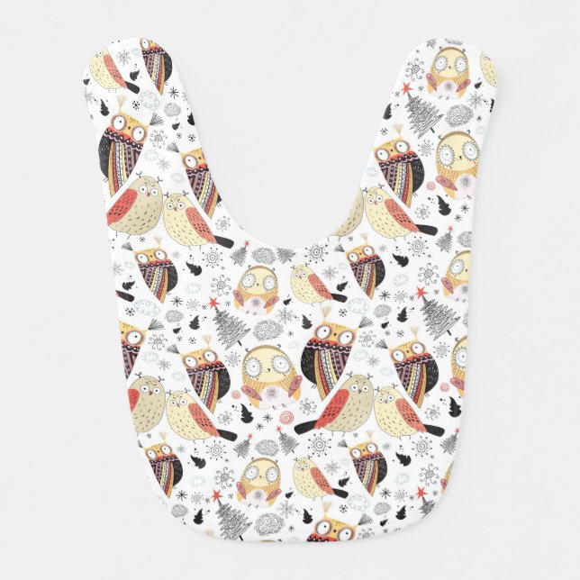 Texture funny owl baby bib (Front)