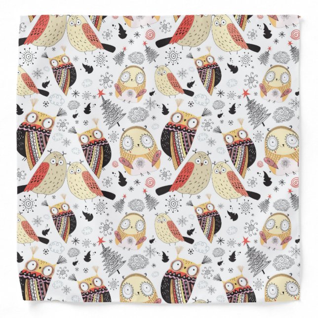 Texture funny owl bandana (Front)