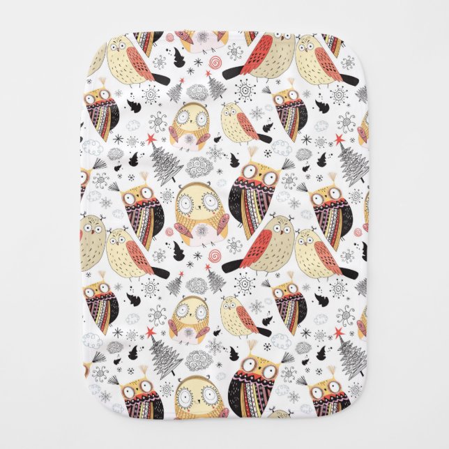 Texture funny owl burp cloth (Front)
