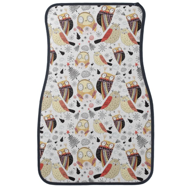 Texture funny owl car floor mat (Front)