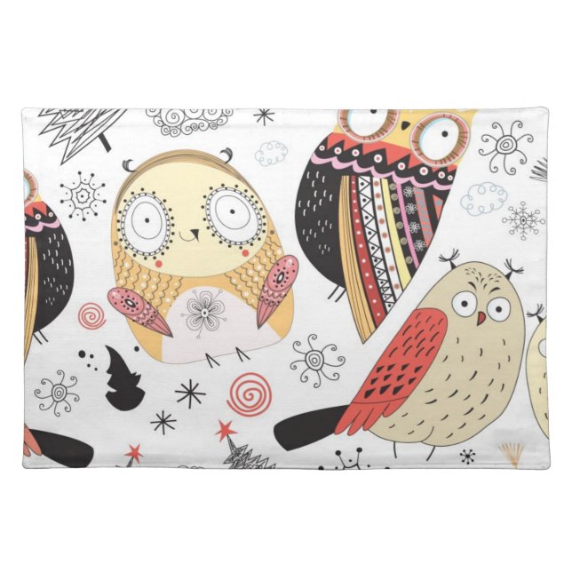 Texture funny owl cloth placemat (Front)
