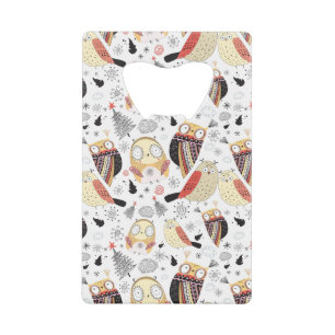 Texture funny owl credit card bottle opener