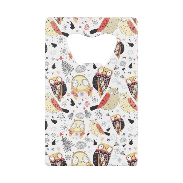 Texture funny owl credit card bottle opener (Front)
