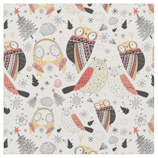Texture funny owl fabric