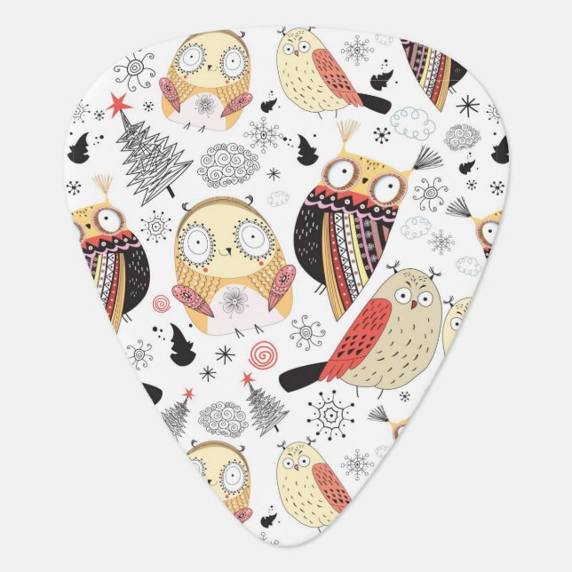 Texture funny owl guitar pick (Front)
