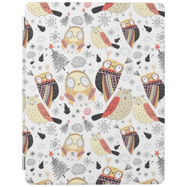 Texture funny owl iPad smart cover (Front)