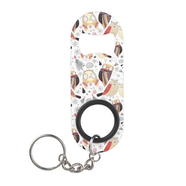 Texture funny owl keychain bottle opener (Front)