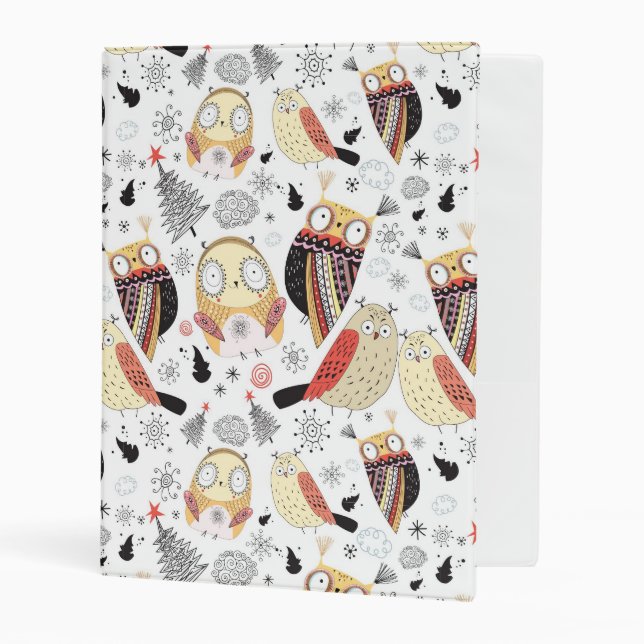 Texture funny owl mini binder (Front/Inside)