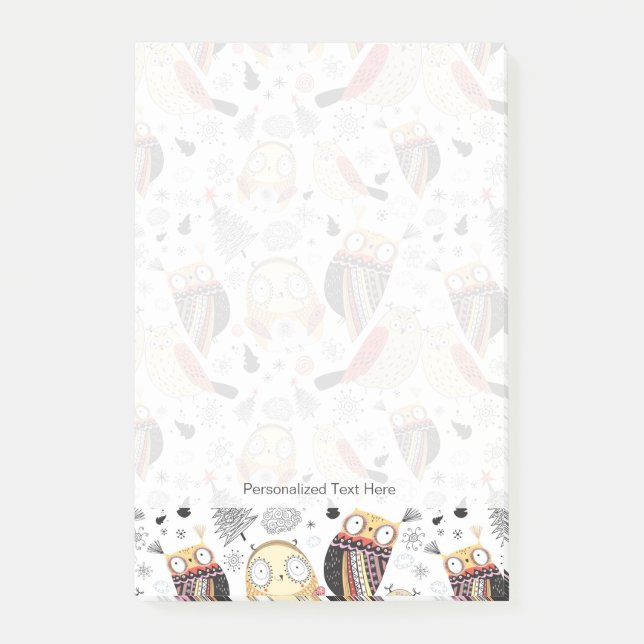 Texture funny owl post-it notes (Front)