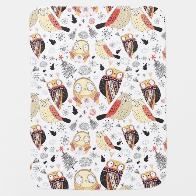 Texture funny owl receiving blanket (Front)
