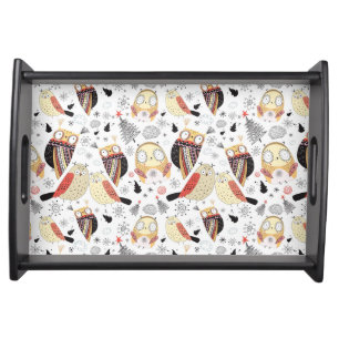 Texture funny owl serving tray