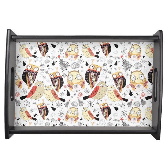 Texture funny owl serving tray (Front)