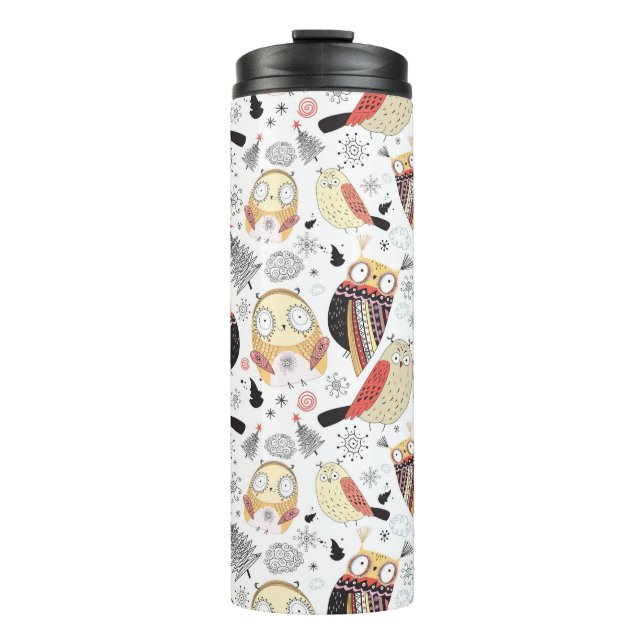 Texture funny owl thermal tumbler (Front)