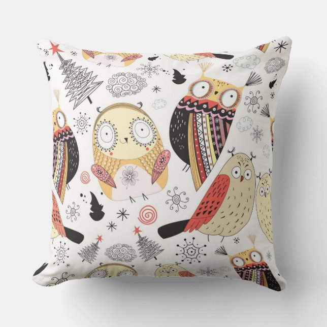 Texture funny owl throw pillow (Front)