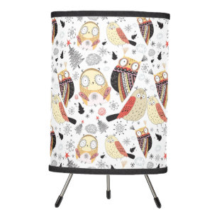 Texture funny owl tripod lamp