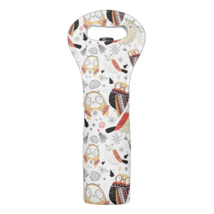 Texture funny owl wine bag