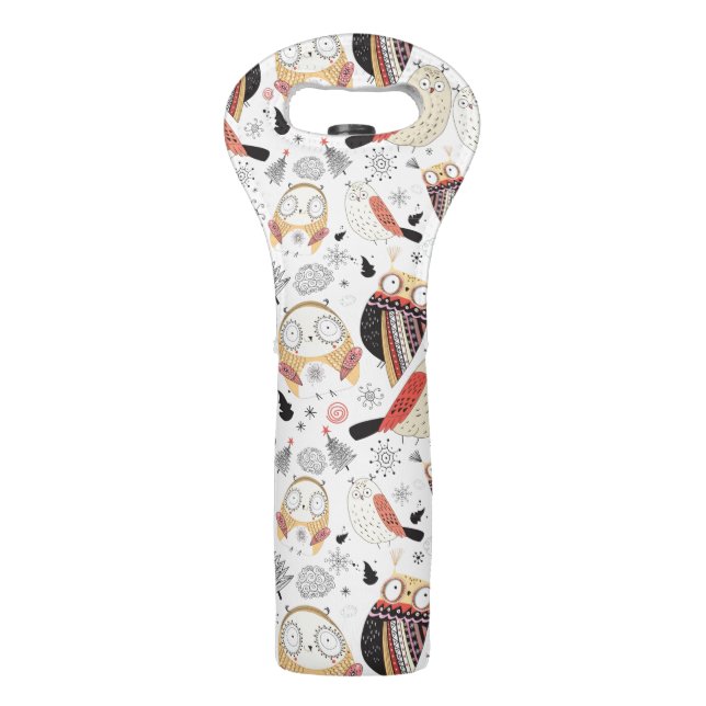 Texture funny owl wine bag (Front)