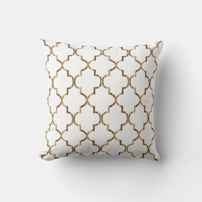 Texture Gold Quatrefoil Pattern Throw Pillow (Front)