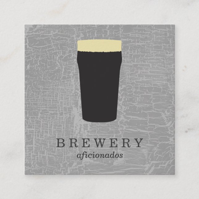 Texture Gray with Beer Glass Square Business Card (Front)