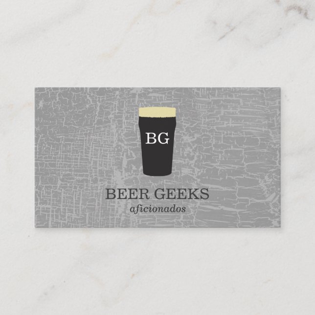 Texture Gray with Beer Glass with monogram Business Card (Front)