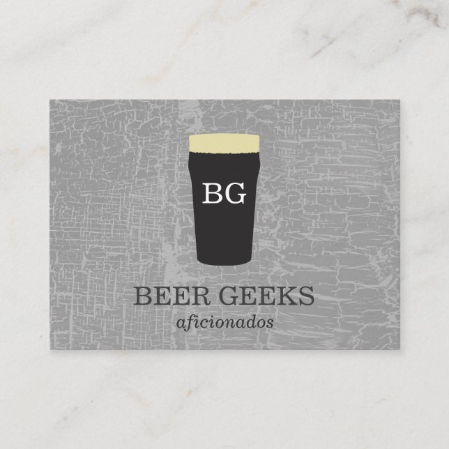 Texture Gray with Beer Glass with monogram Business Card (Front)