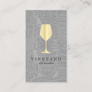 Texture Gray with Gold Wine Glass Business Card