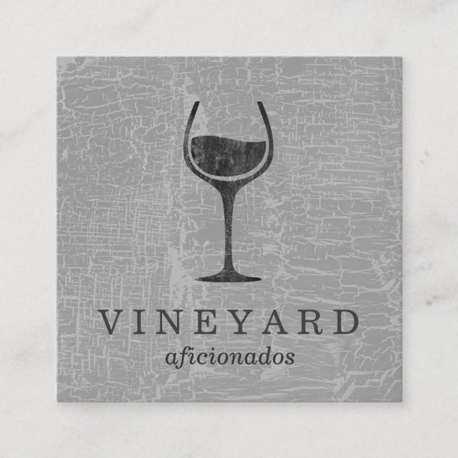 Texture Gray with Wine Glass Square Business Card (Front)