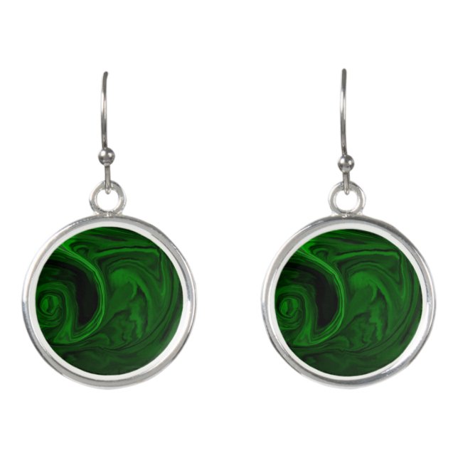texture green malachite stone collections earrings (Front)
