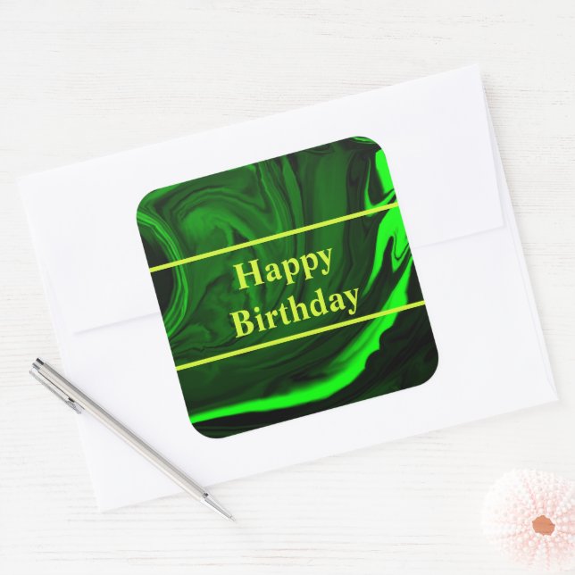 texture green malachite stone ,personalized square sticker (Envelope)
