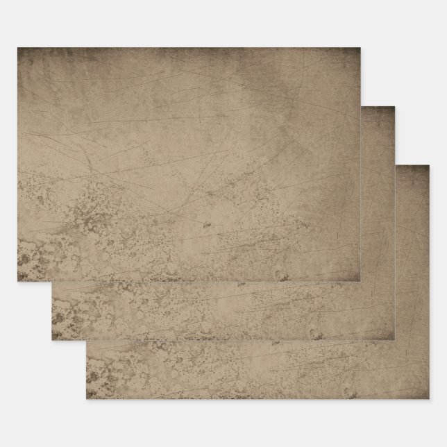Texture Grunge Rustic Old Sepia Scratches Wrapping Paper Sheets (Set)