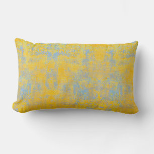 texture in sky blue and yellow lumbar pillow