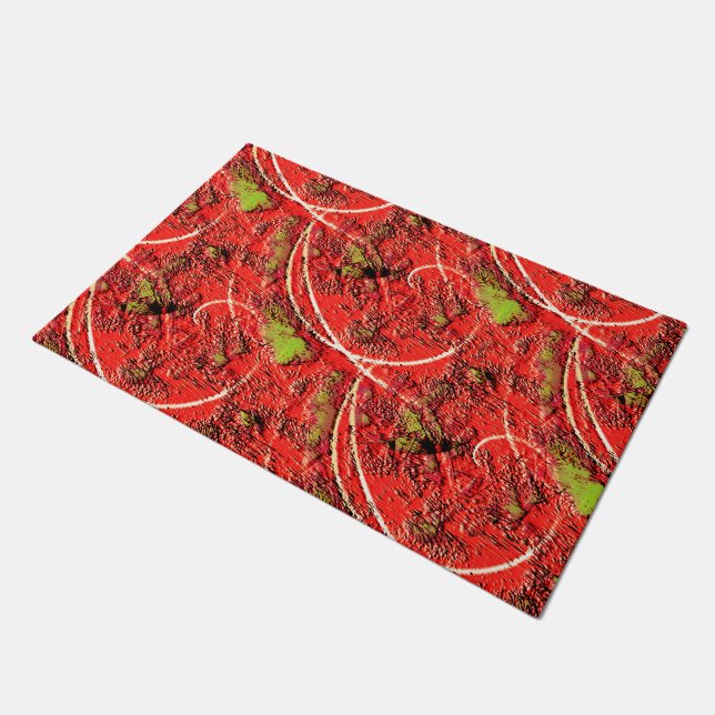 Texture in some living coral with tea green faults doormat (Angled)