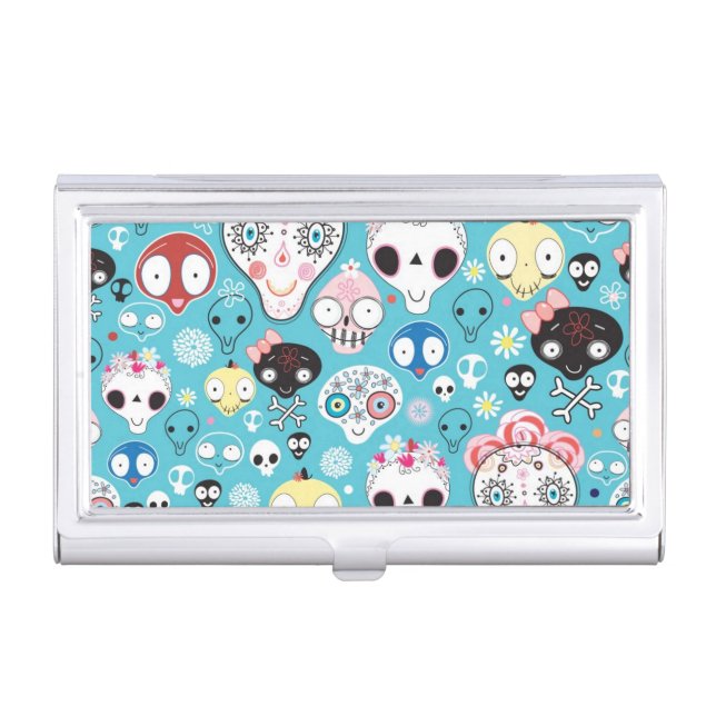Texture laughing skull business card holder (Front)