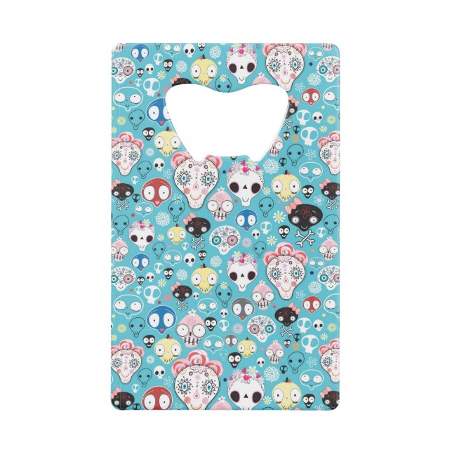 Texture laughing skull credit card bottle opener (Front)