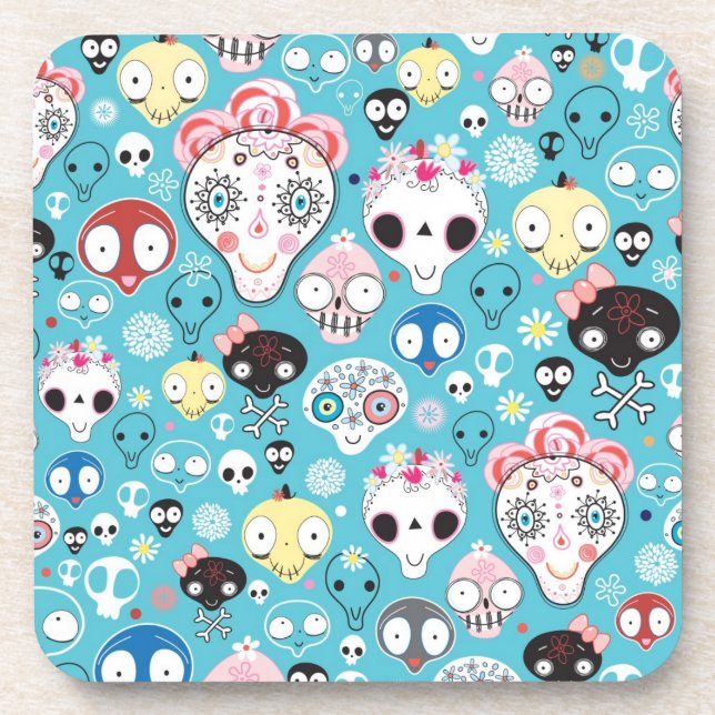 Texture laughing skull drink coaster (Front)