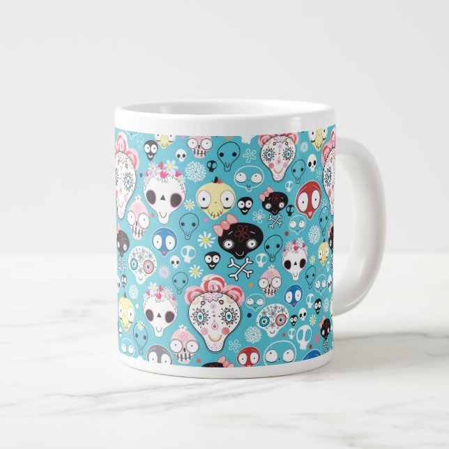 Texture laughing skull large coffee mug (Front Right)
