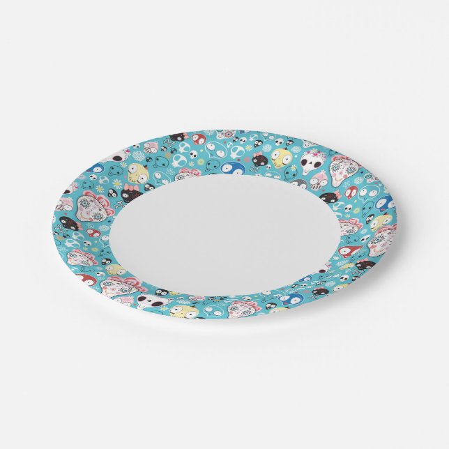 Texture laughing skull paper plates (Angled)