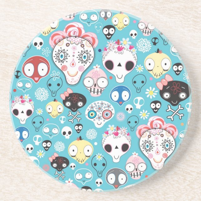 Texture laughing skull sandstone coaster (Front)