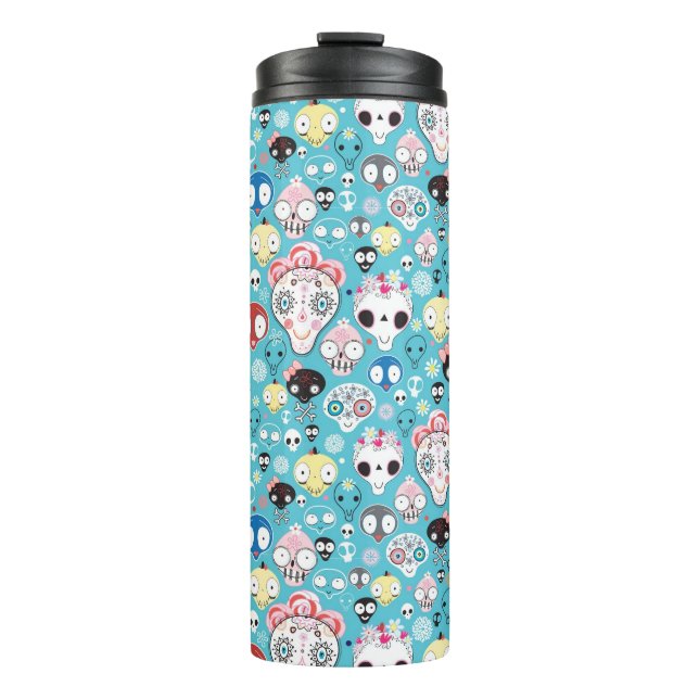 Texture laughing skull thermal tumbler (Front)